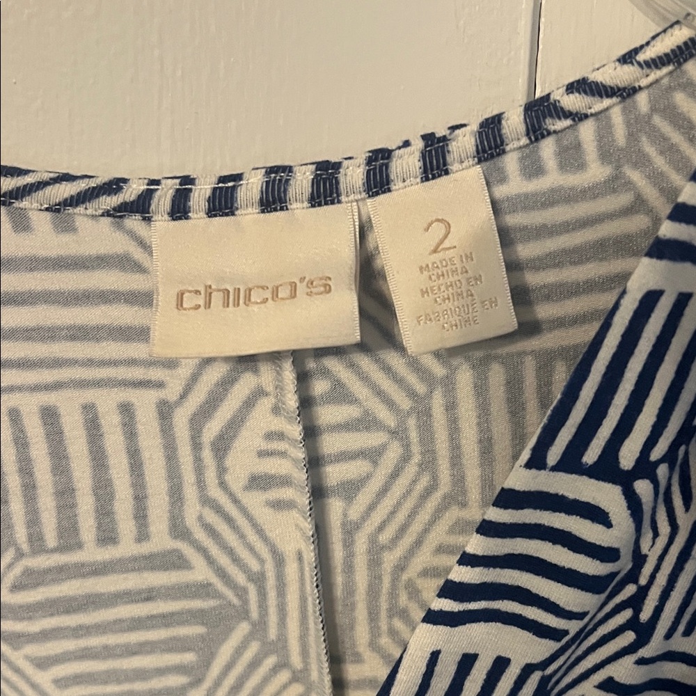 Chico's Blue and White Geometric Maxi Dress - Picture 3 of 4